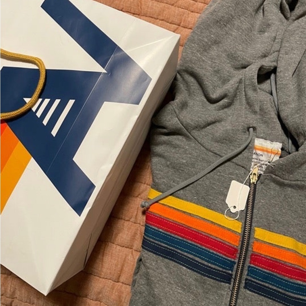 Aviator Nation 5 stripe zip up hoodie